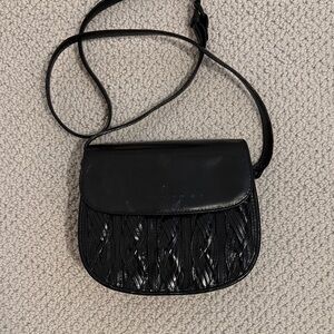 Etienne Aigner Black Woven Leather Vintage Crossbody Bag